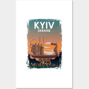 Kyiv Kiev Ukraine Monument Vintage Minimal European City Travel Poster Posters and Art